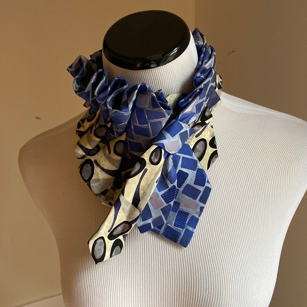 Lilian Asterfield up-cycled tie ascot scarf purchased at an art show.